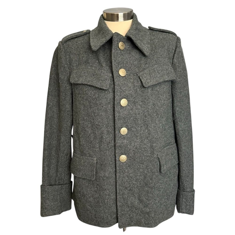 Vintage 1950’s Swiss Wool Military Army Fireman Jacket Gray